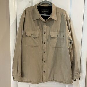 Weatherproof Shirt Jacket Micro Suede Fleece Lined Sz XL Sand Tan
